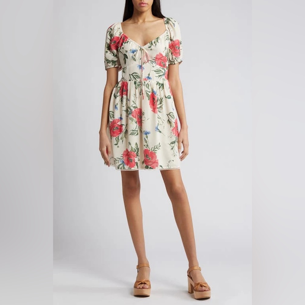 Chelsea28 Floral Puff Sleeve Fit & Flare Dress